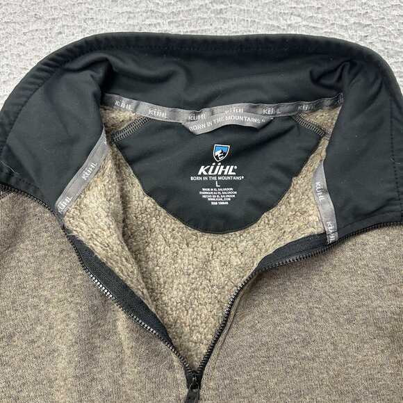 Kuhl Revel 1/4 Zip Fleece Lined Pullover Size Large Brown Mens Quarter - Picture 3 of 5